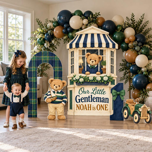 Striped Awning Little Gentleman Bear Set