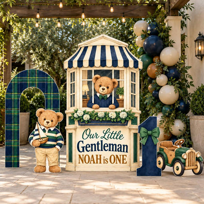 Striped Awning Little Gentleman Bear Set