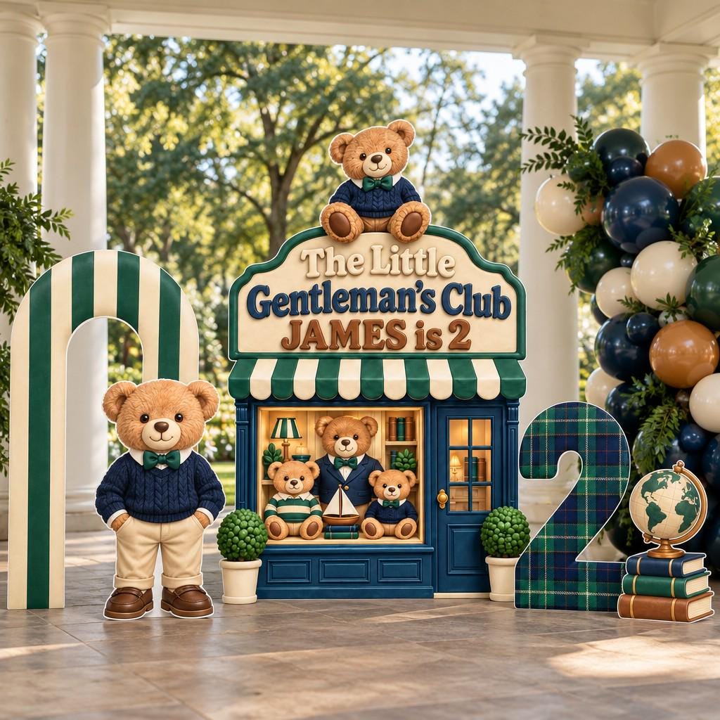 Plaid Teddy Bear Toy Shop Backdrop Set