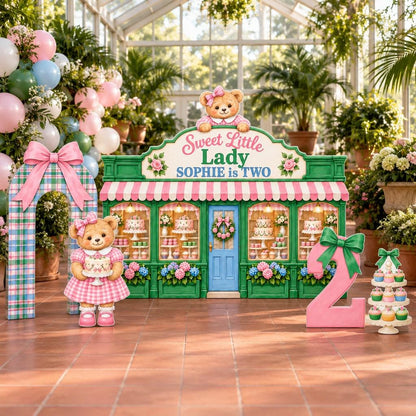 Green Bear Bakery Storefront Backdrop Set