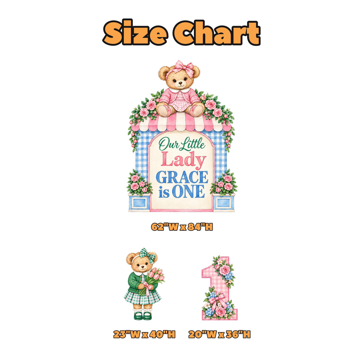 Pink Gingham Little Lady Teddy Bear Arch