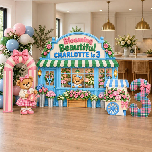 Blue Flower Shop Teddy Bear Storefront Set