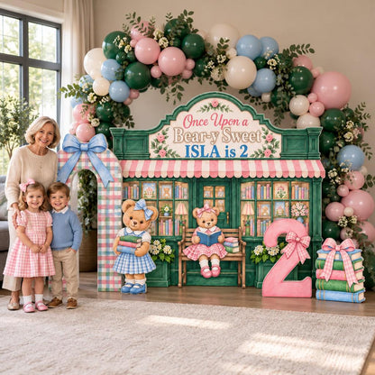 Green Bookshop Teddy Bear Storefront Set