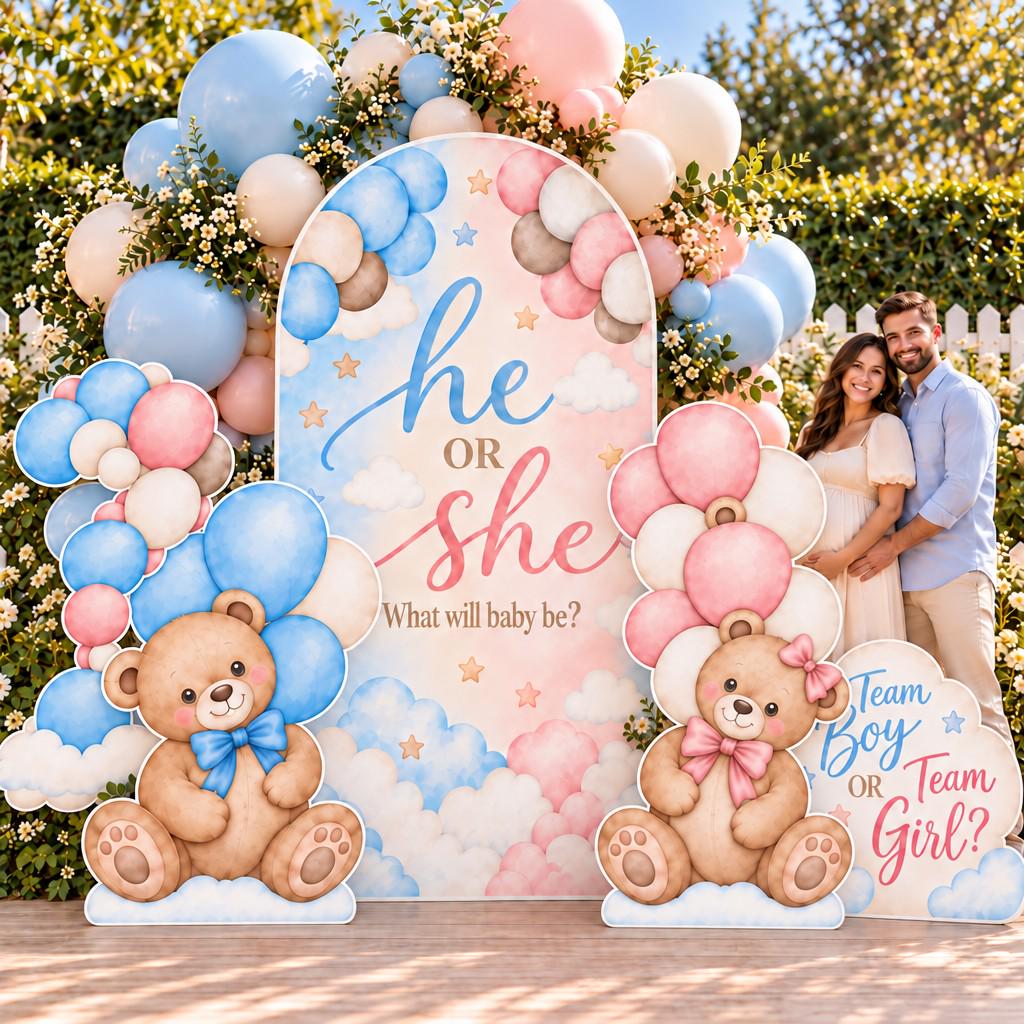 Teddy Bear He or She Gender Reveal Set