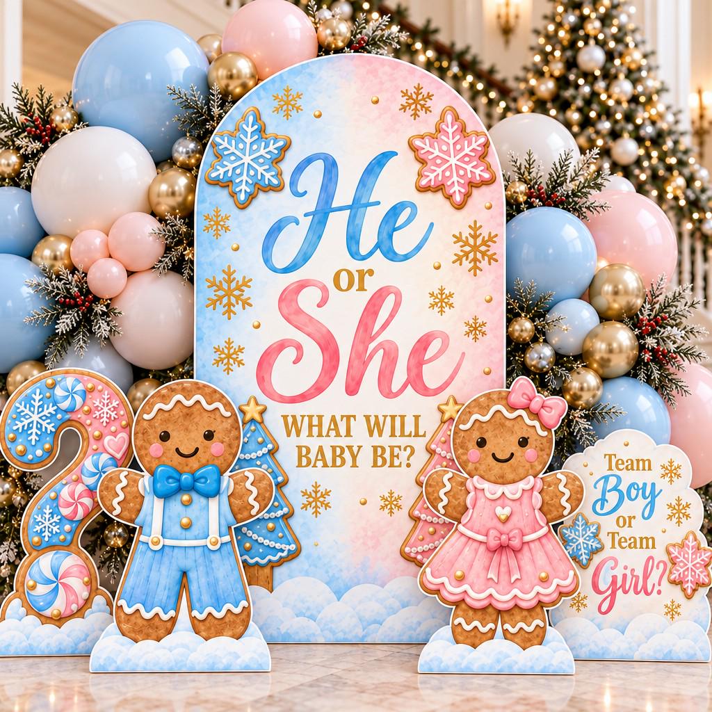 Gingerbread He or She Gender Reveal Arch
