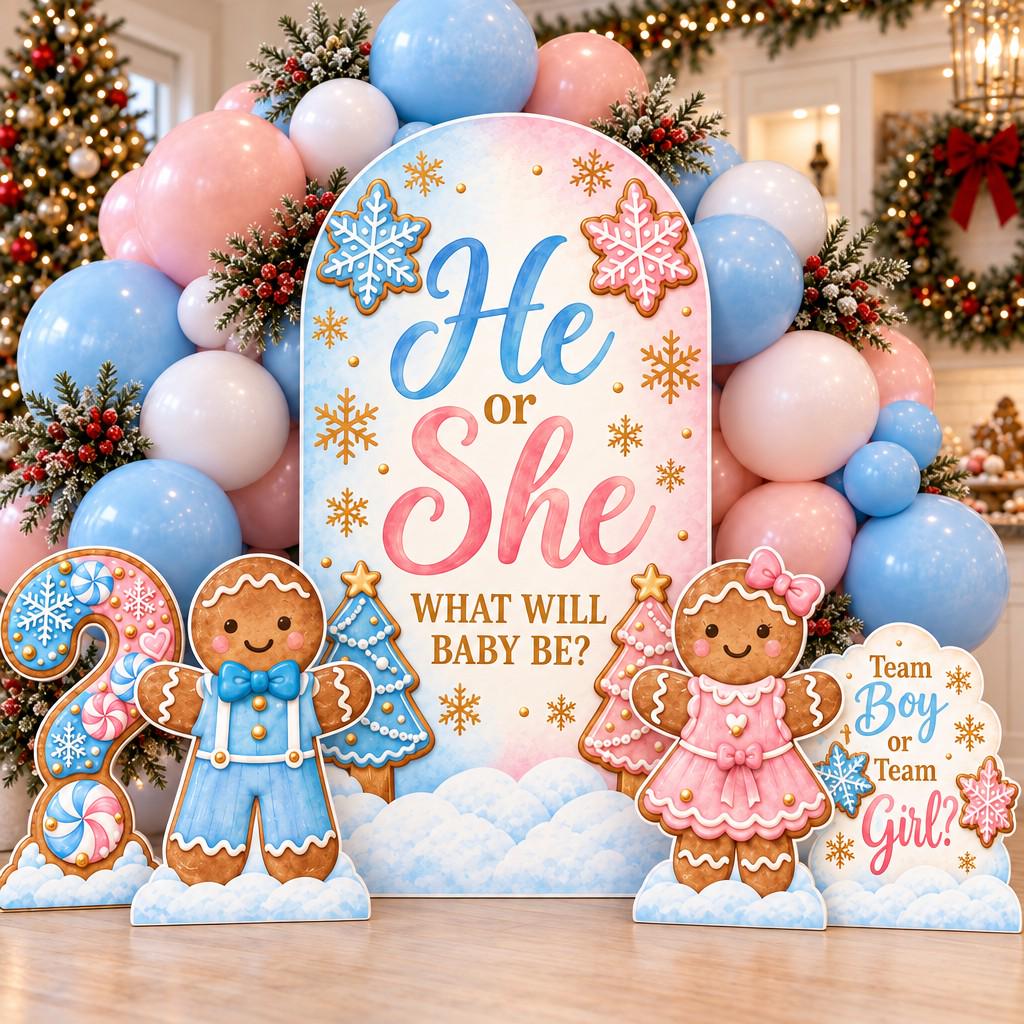 Gingerbread He or She Gender Reveal Arch