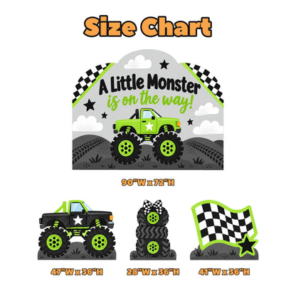 Lime Green Monster Truck Baby Shower Set
