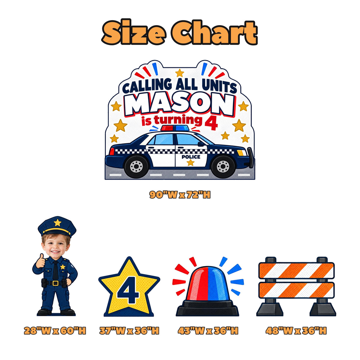 Calling All Units Police Car Backdrop Set