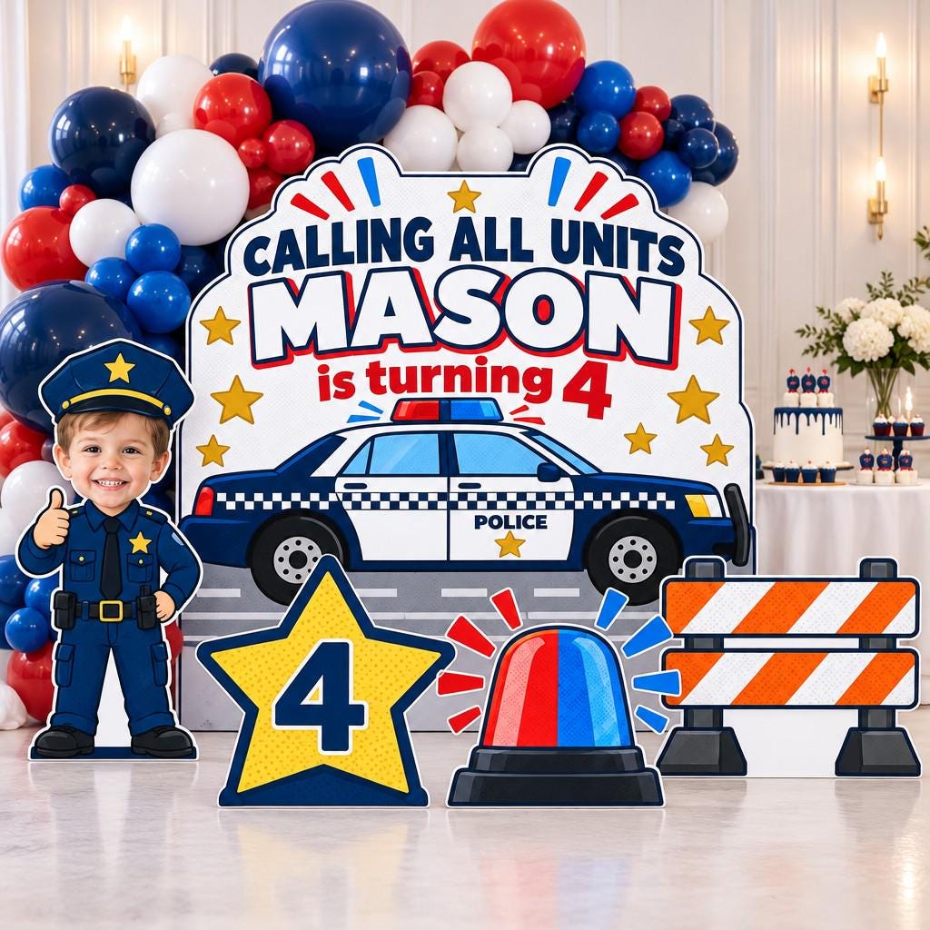 Calling All Units Police Car Backdrop Set