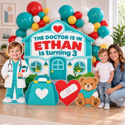 Teal Little Doctor Clinic Backdrop Set