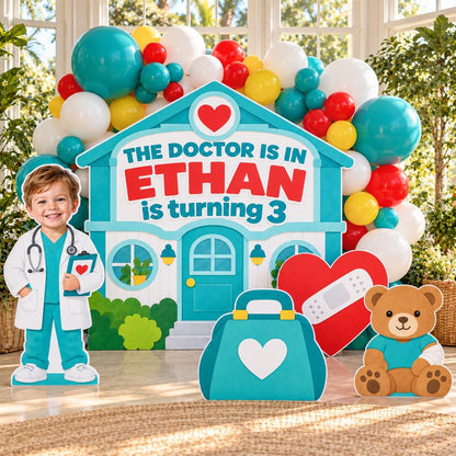 Teal Little Doctor Clinic Backdrop Set