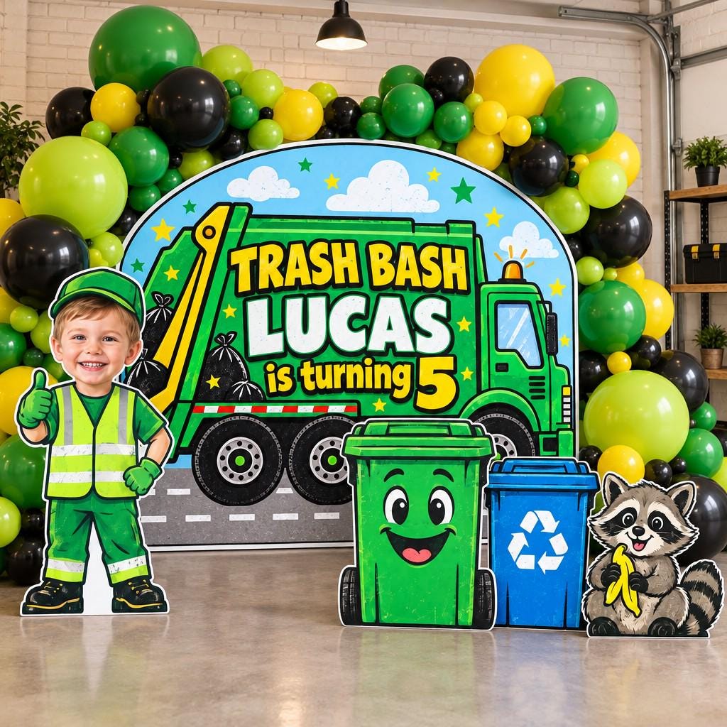 Green Garbage Truck Trash Bash Set