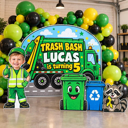 Green Garbage Truck Trash Bash Set