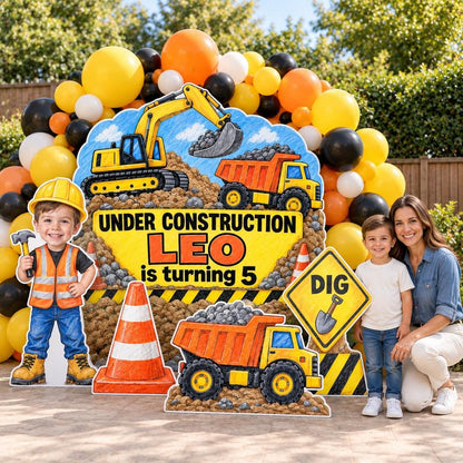 Crayon Excavator Construction Backdrop Set