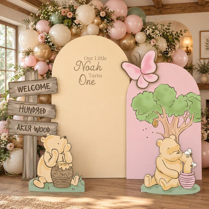 Pink Honey Bear First Birthday Arch Set