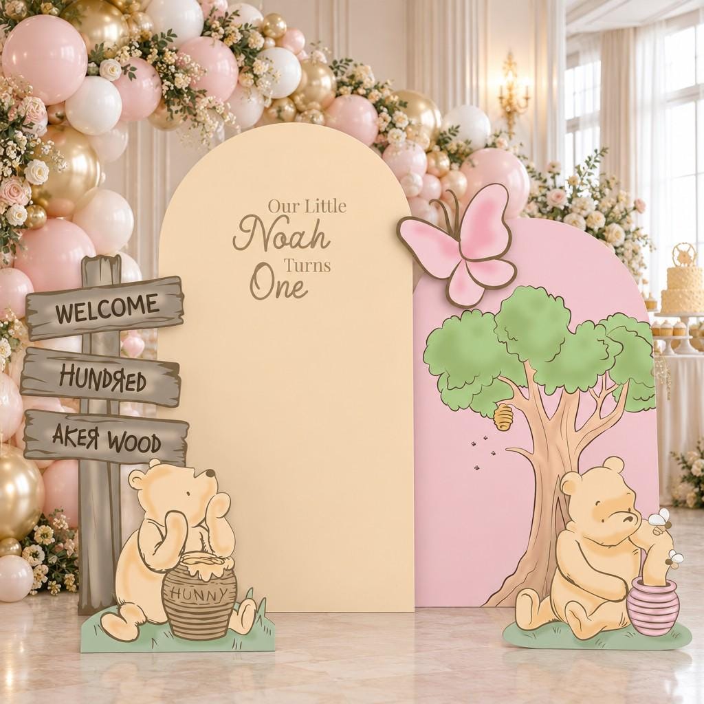 Pink Honey Bear First Birthday Arch Set