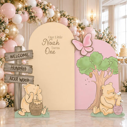 Pink Honey Bear First Birthday Arch Set