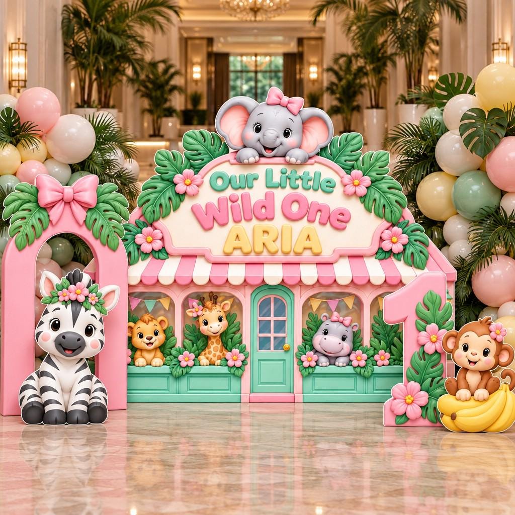 Pink Jungle Boutique Wild One Backdrop Set