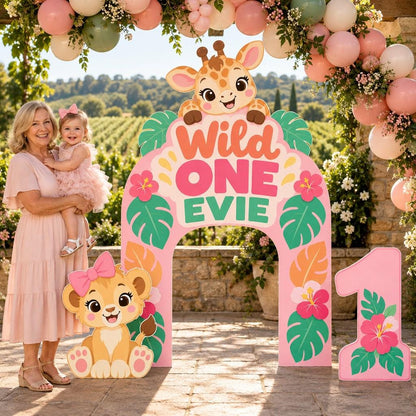 Pink Giraffe Hibiscus Wild One Arch Set