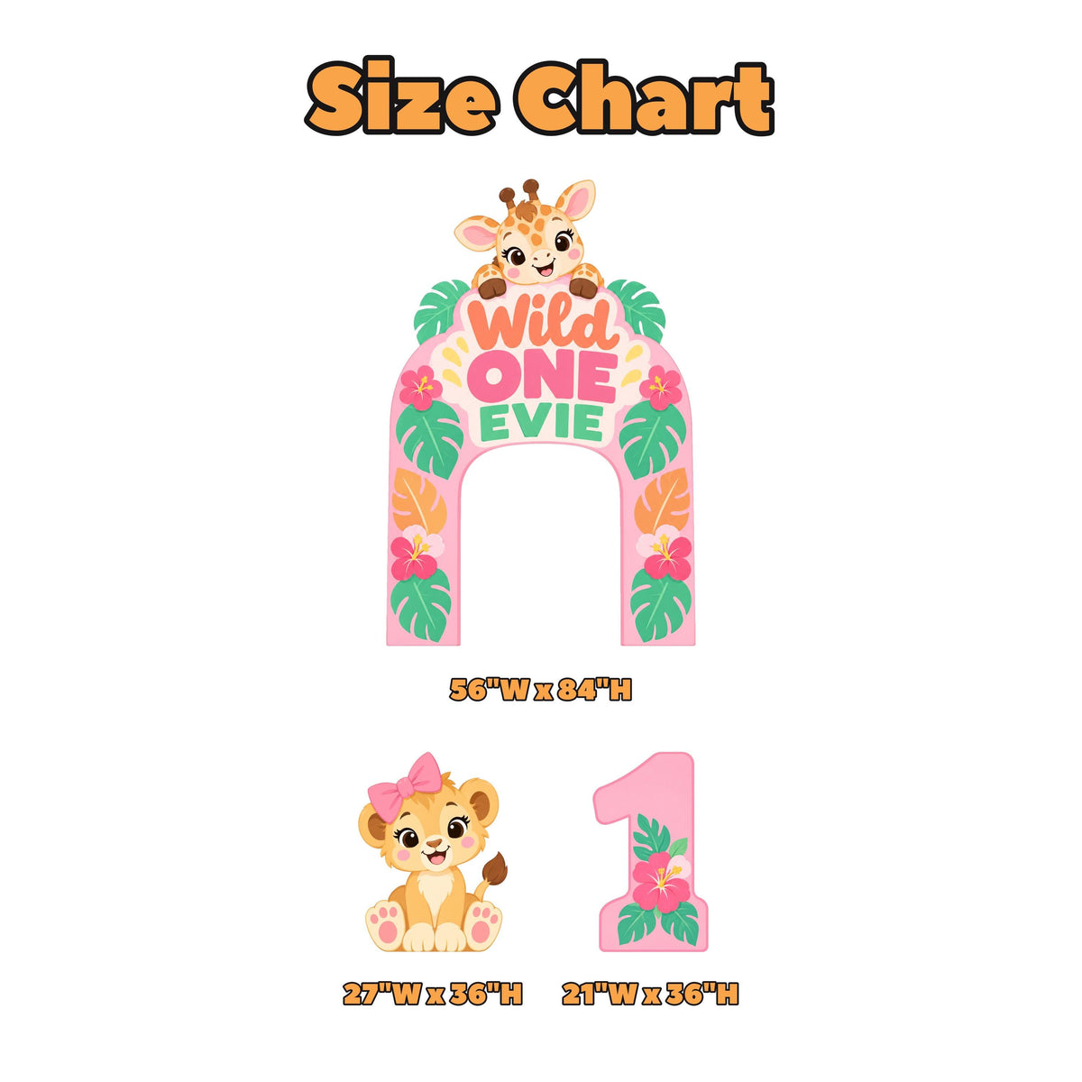 Pink Giraffe Hibiscus Wild One Arch Set