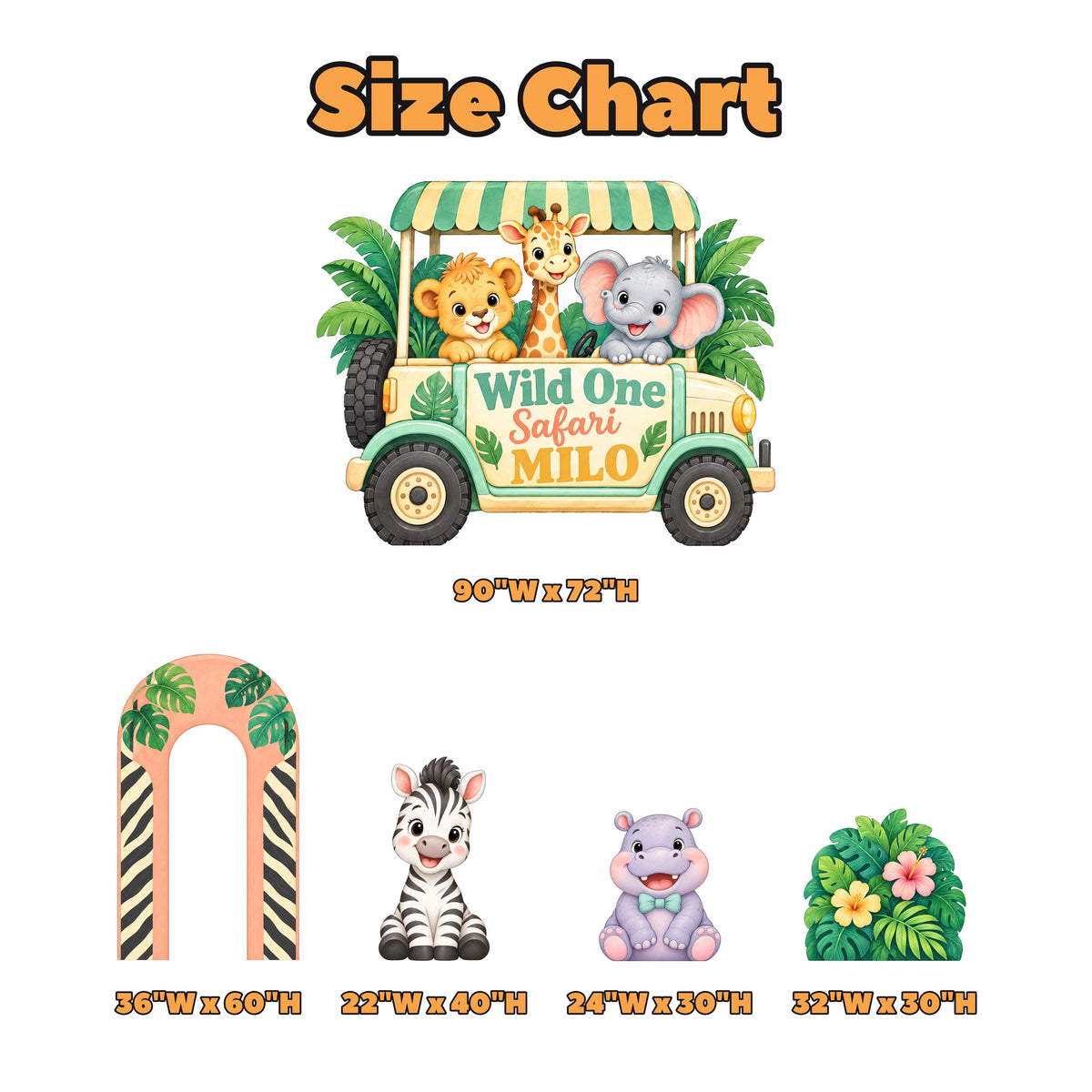 Wild One Striped Zebra Arch Jeep Set
