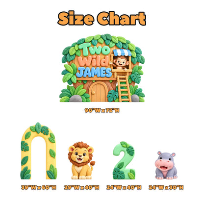 Two Wild Jungle Treehouse Backdrop Set