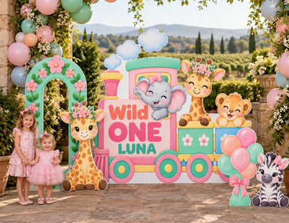 Pastel Safari Animal Train Wild One Set