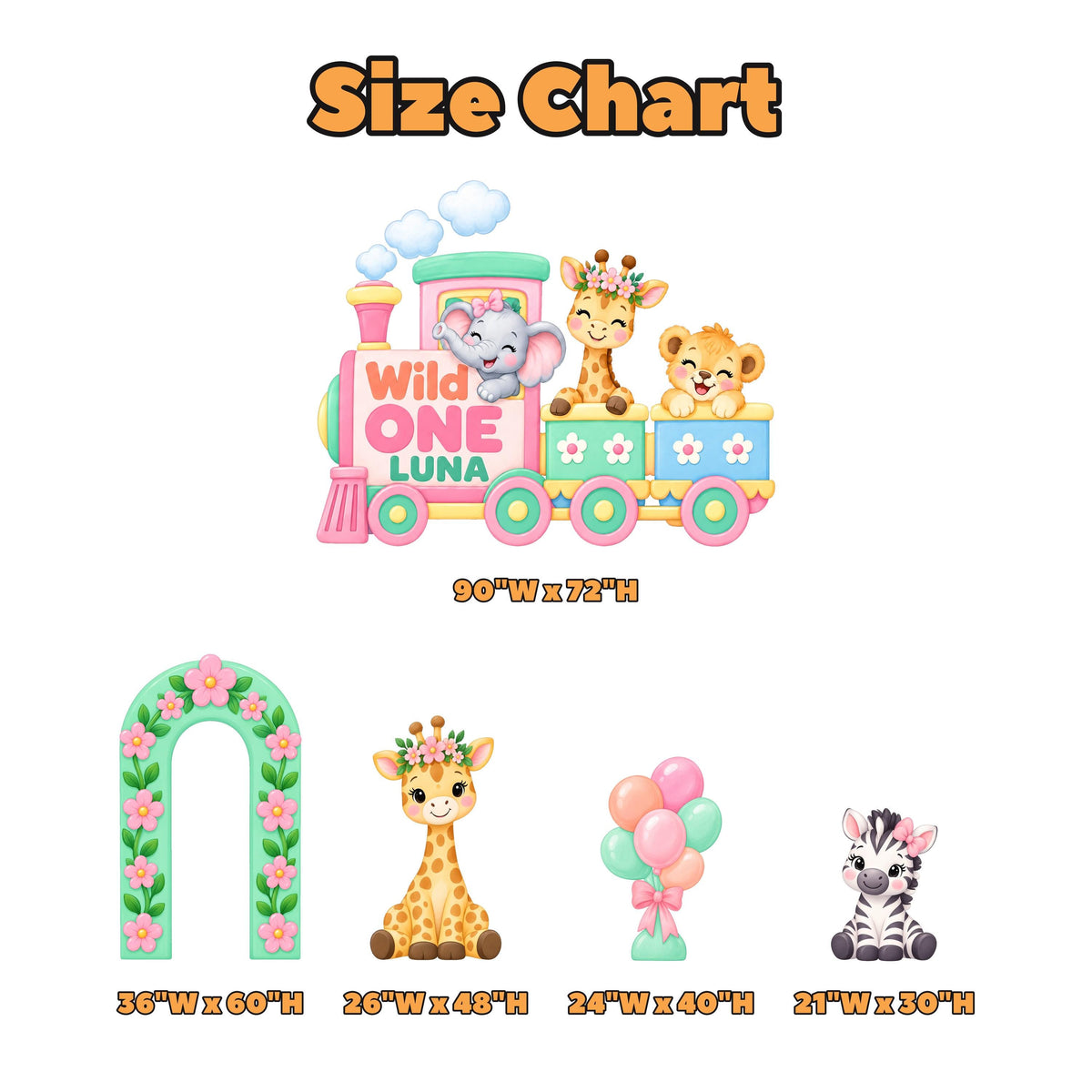 Pastel Safari Animal Train Wild One Set