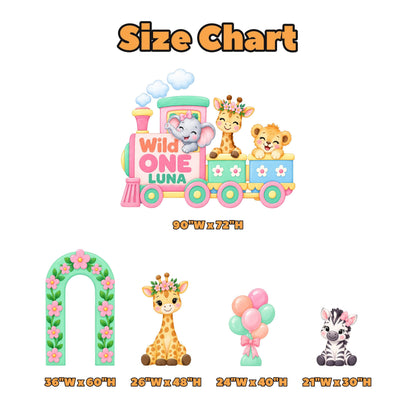 Pastel Safari Animal Train Wild One Set