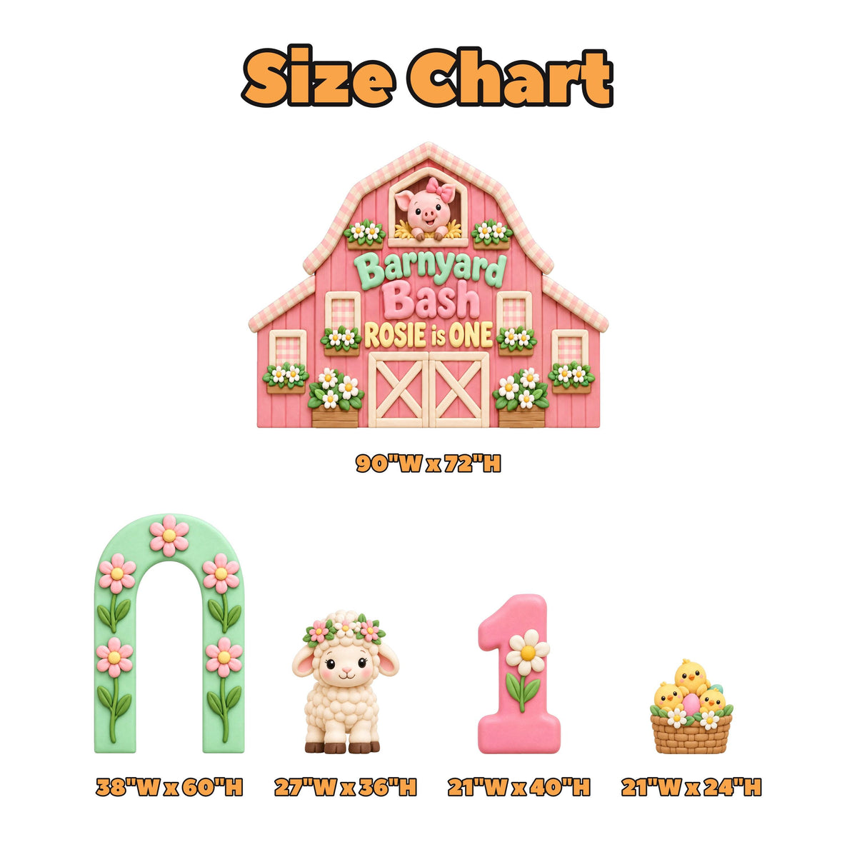 Pink Clay Barn Barnyard Bash Backdrop Set