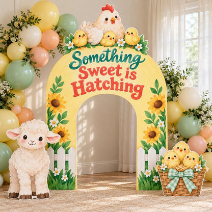 Yellow Sunflower Hen and Chicks Shower Arch