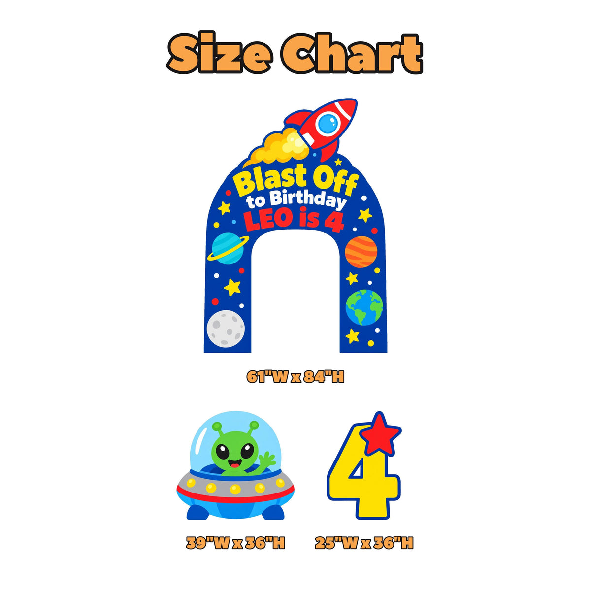 Royal Blue Rocket Alien Space Arch Set