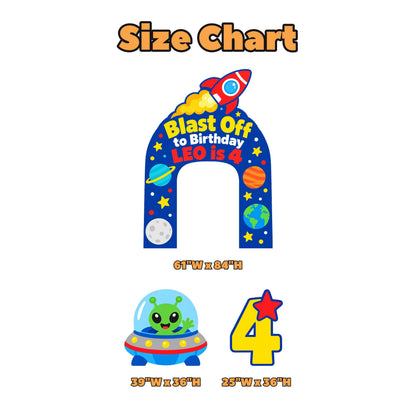 Royal Blue Rocket Alien Space Arch Set