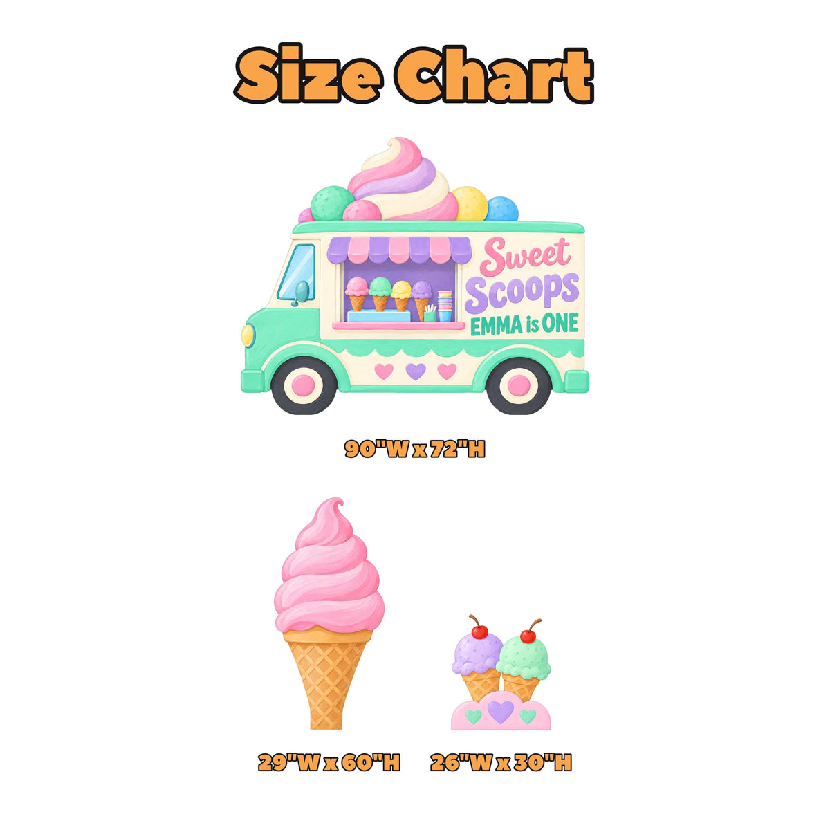 Mint Pastel Ice Cream Truck Backdrop Set