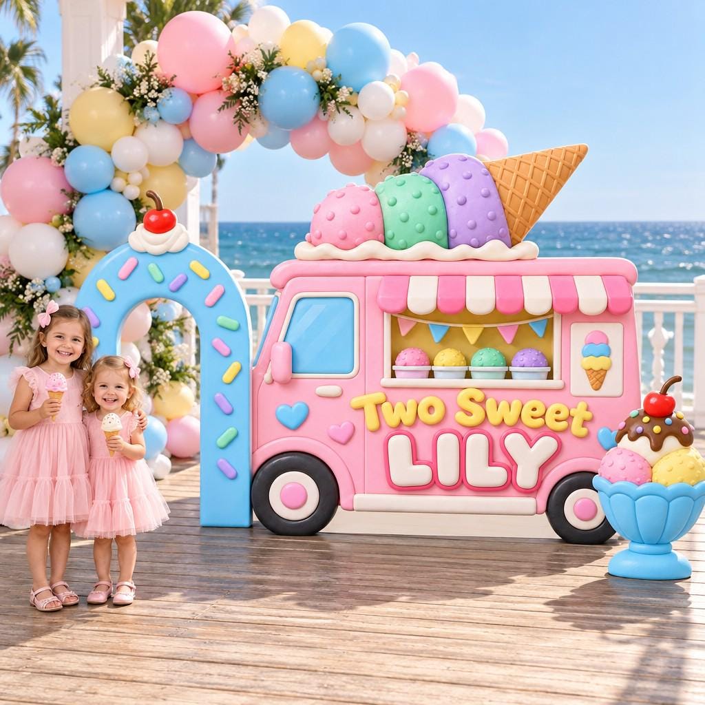 Pink Clay Ice Cream Truck Sprinkle Arch Set