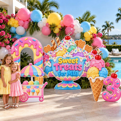 Giant Sundae Ice Cream Party Backdrop Set