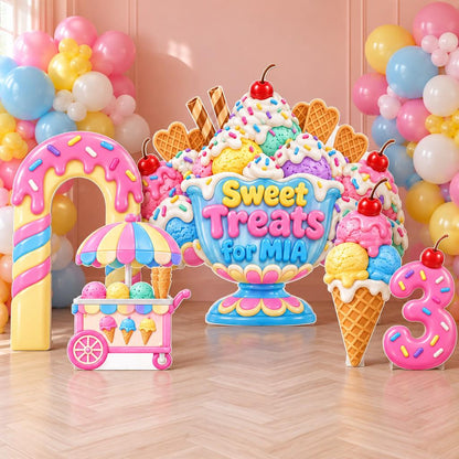 Giant Sundae Ice Cream Party Backdrop Set