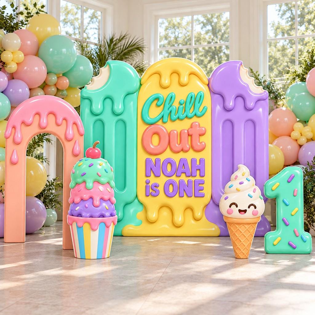 Pastel Popsicle Chill Out Birthday Backdrop