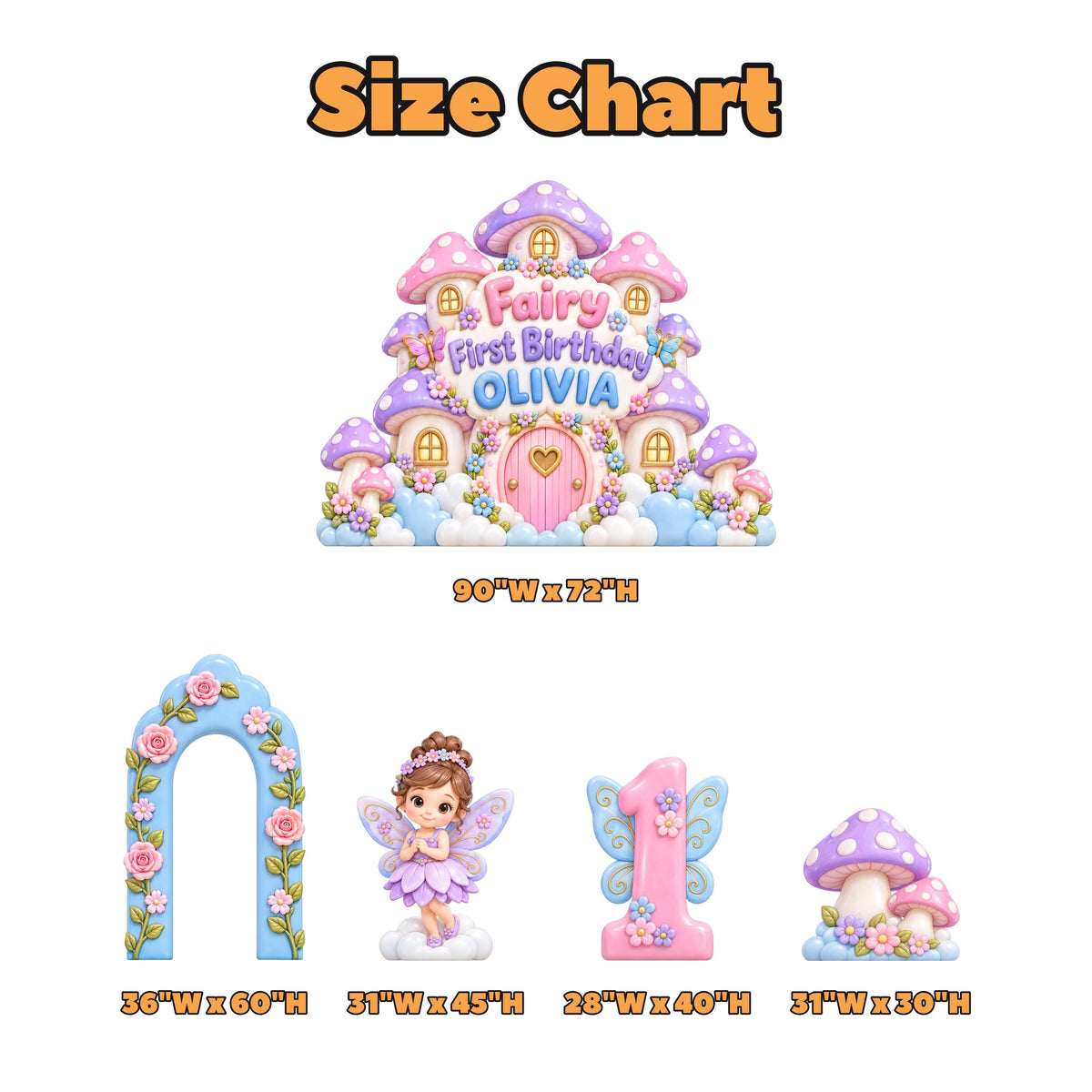 Puffy Clay Mushroom Castle Fairy Backdrop Set