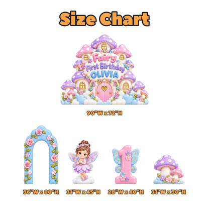 Puffy Clay Mushroom Castle Fairy Backdrop Set