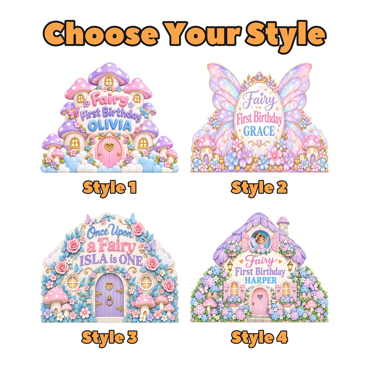 Puffy Clay Mushroom Castle Fairy Backdrop Set