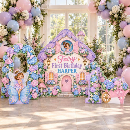 Puffy Clay Mushroom Castle Fairy Backdrop Set