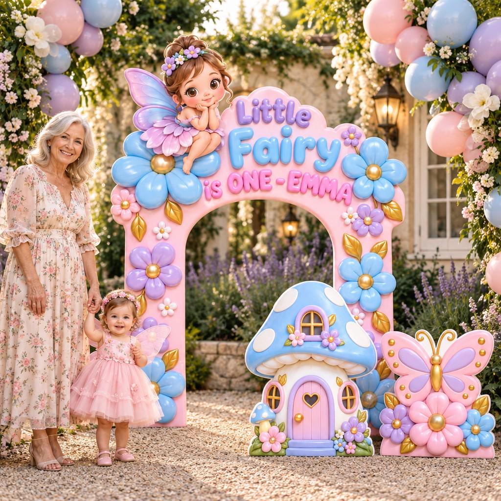 Puffy Clay Flower Fairy First Birthday Arch