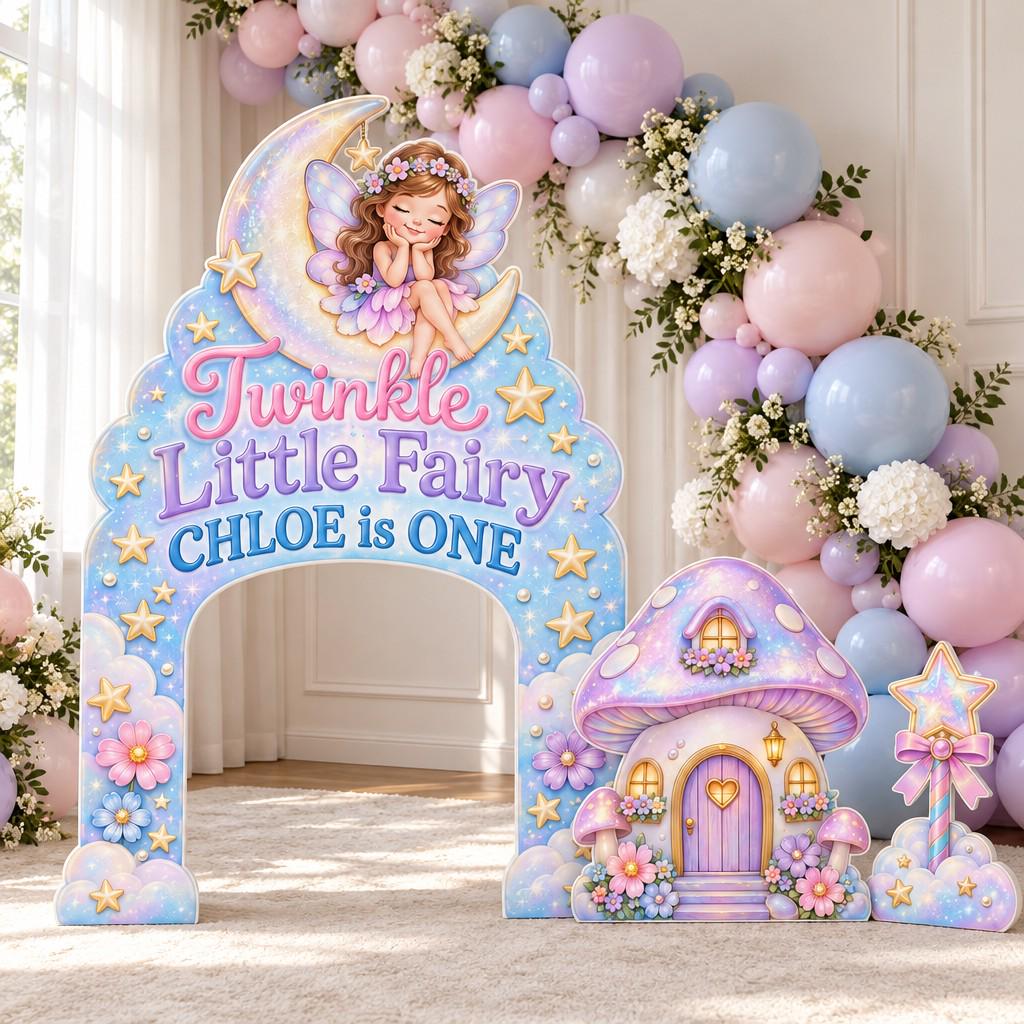Puffy Clay Flower Fairy First Birthday Arch