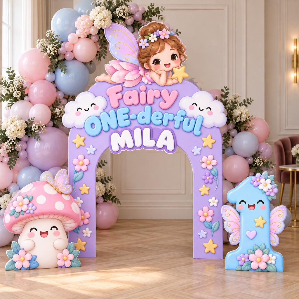 Puffy Clay Flower Fairy First Birthday Arch