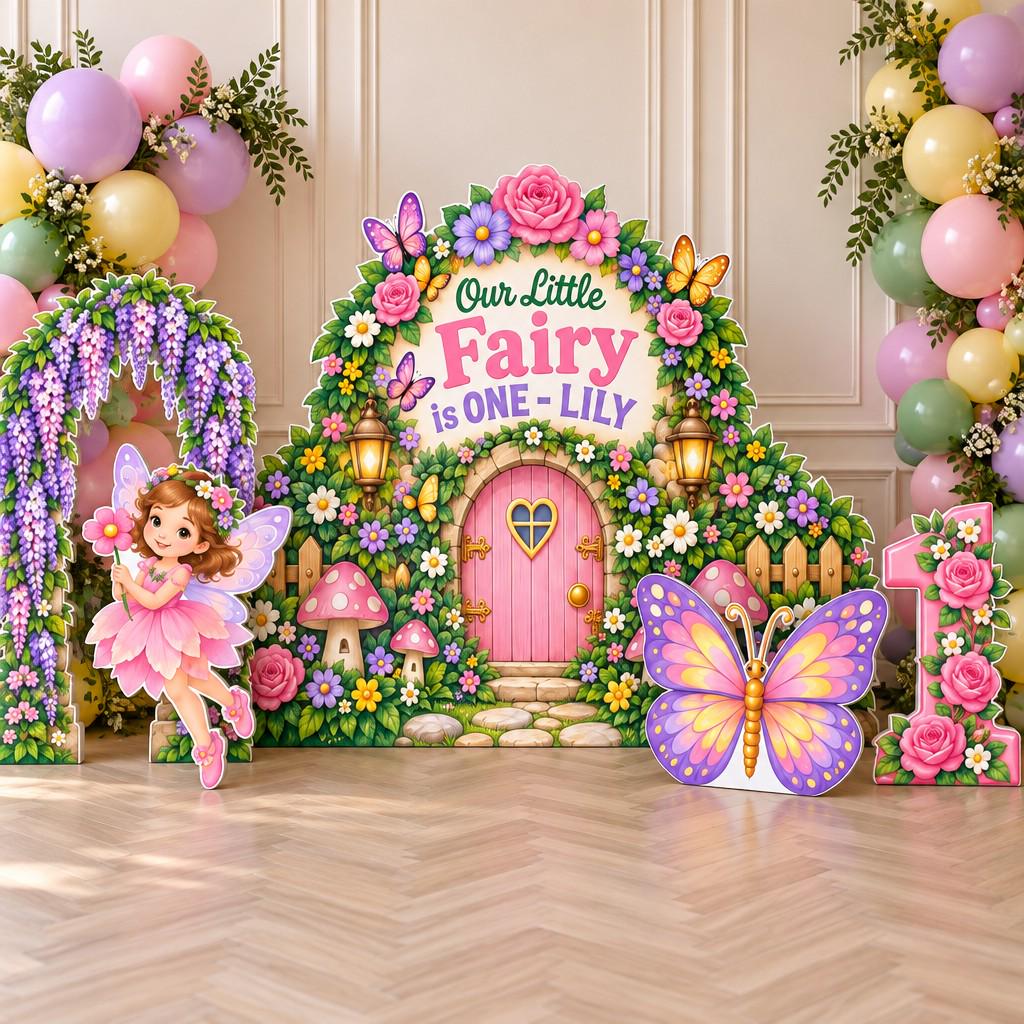 Wisteria Fairy Garden Gate Backdrop Set