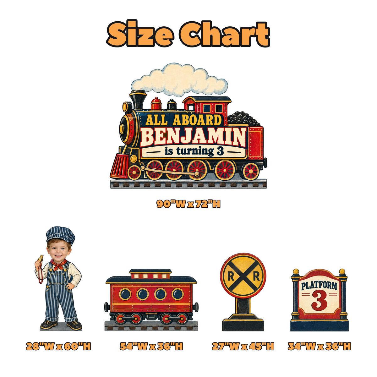 Vintage Red Steam Train Station Set
