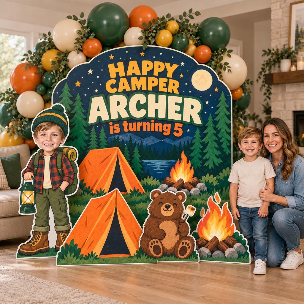Happy Camper Night Campsite Backdrop Set