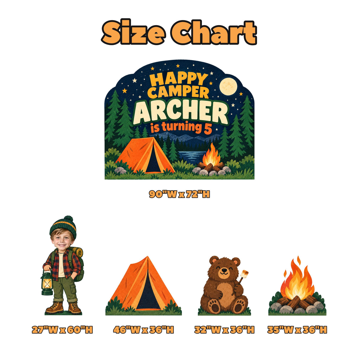 Happy Camper Night Campsite Backdrop Set