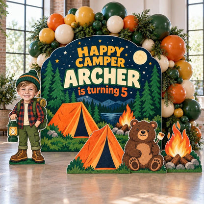 Happy Camper Night Campsite Backdrop Set